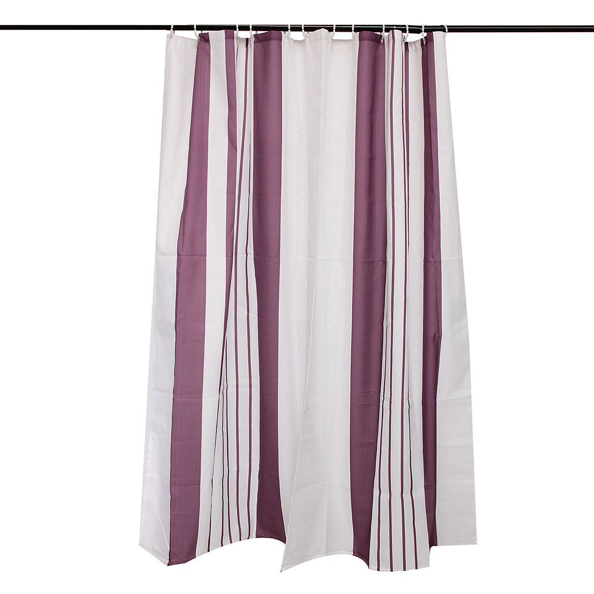 180x180cm Purple Stripes Polyester Fabric Waterproof Shower Curtain With 12 Hooks