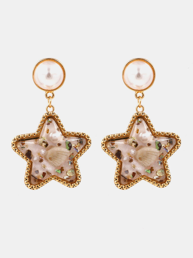 Orecchini di perle con strass a goccia con orecchino a forma di conchiglia di Boemia per le donne in stile spiaggia