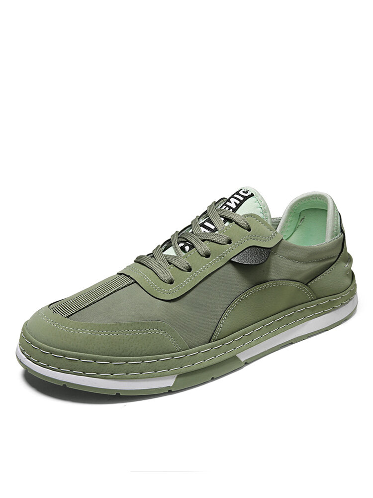 

Men Breathable Brief Ribbon Design Lace-up Round Toe Hard Wearing Skate Shoes, Green;black;gray