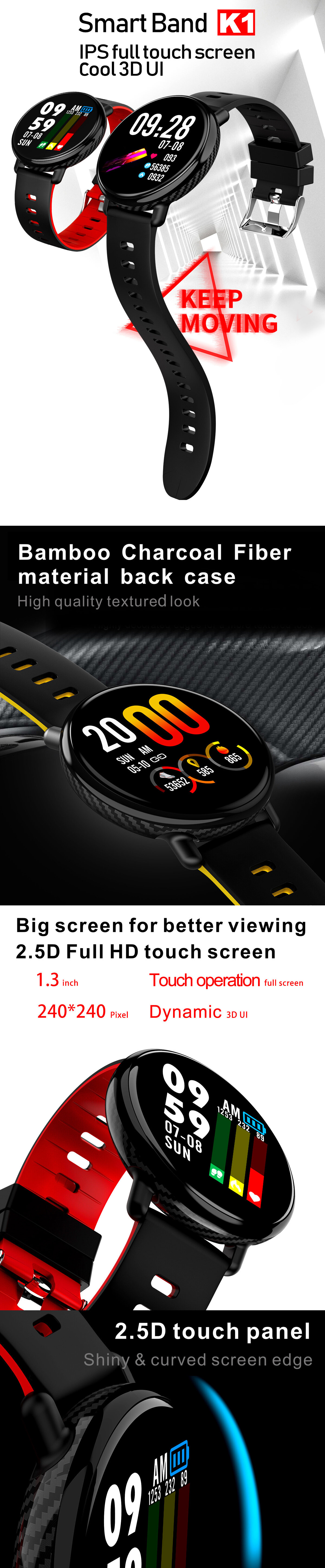 Full Touch Color Screen Wristband Multi Exercise Modes Heart Rate Monitor IP68 Smart Watch