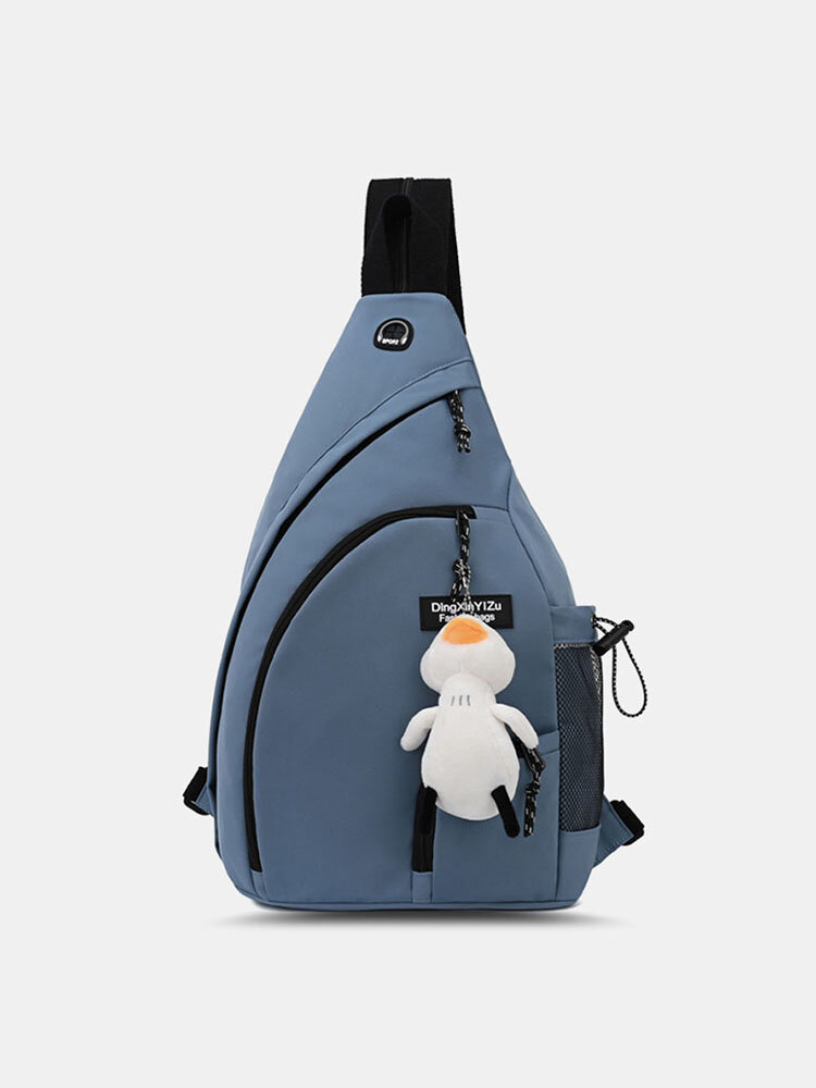 Men Nylon Earphone Hole Waterproof Large Capacity Chest Bags Shoulder Bag Crossbody Bag
