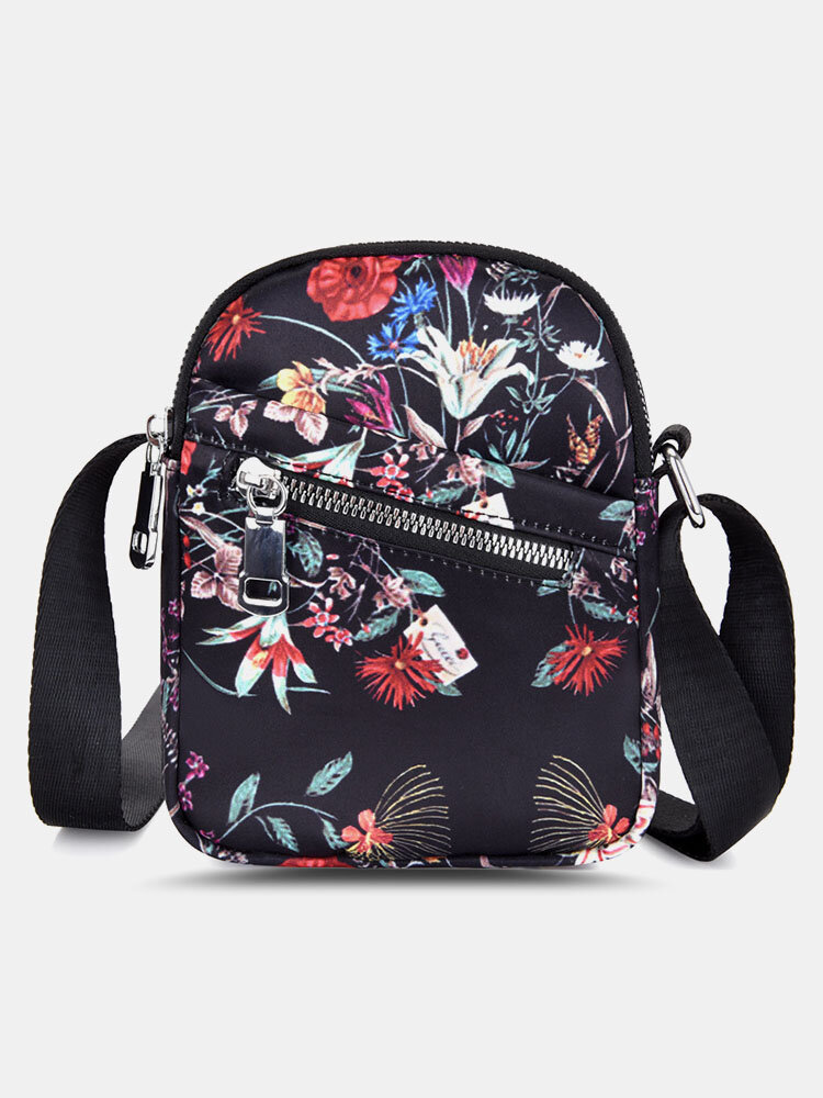 

Women Oxford Calico Floral Pattern Printed Crossbody Bag Shoulder Bag Mini Phone Bag