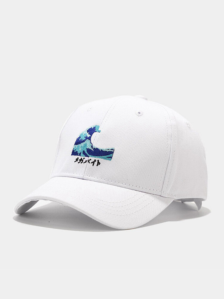 Unisex Cotton Sea Wave Embroidery Fashion All-match Adjustable Outdoor Sunshade Peaked Caps Baseball Caps