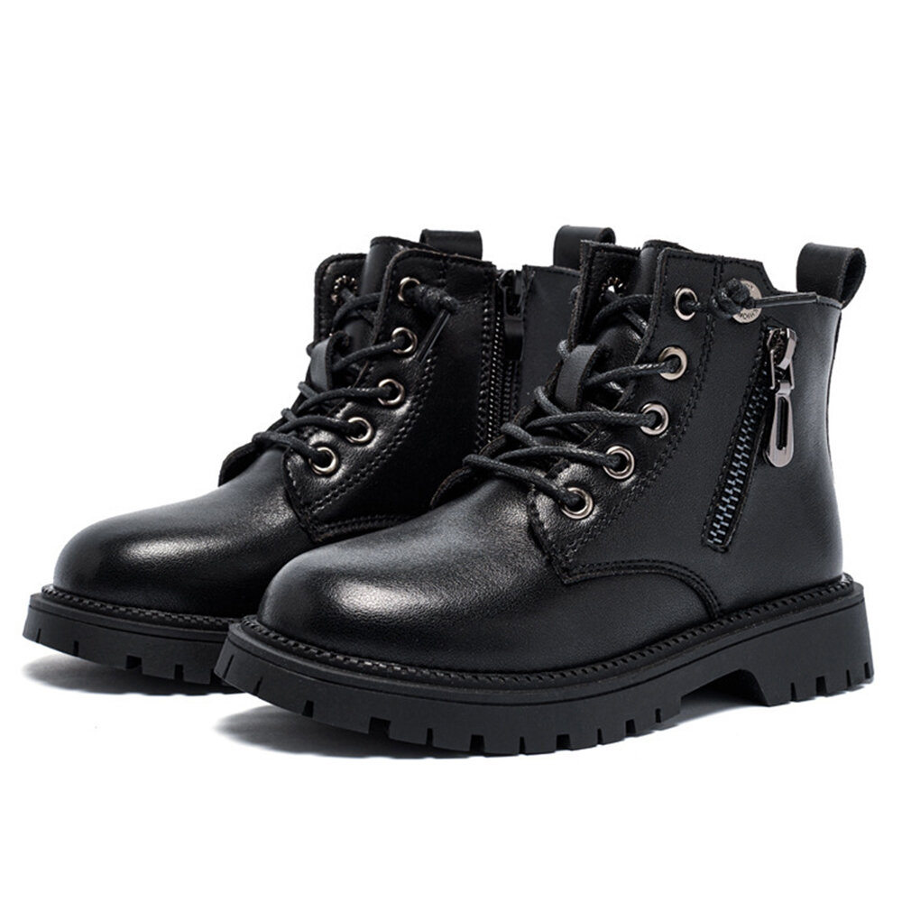 

Unisex Kids Side Zipper Casual Warm Black Children's Tooling Boots