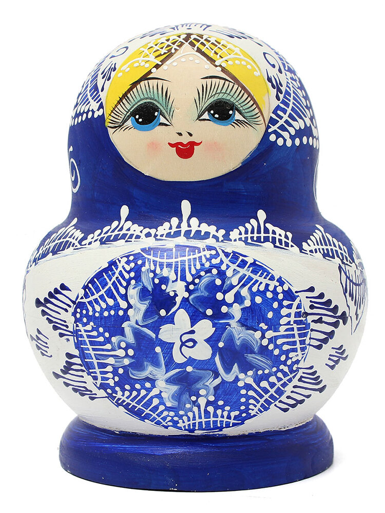 

1 Set 10Pcs Russian Dolls Wooden Hand Painted Babushka Matryoshka Present