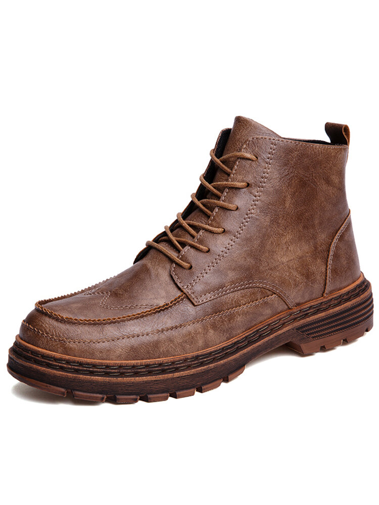 Men Round Toe Hard Wearing Casual Business Short Boots