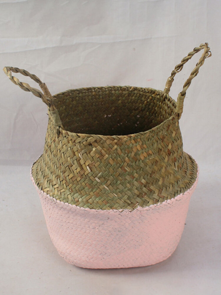 

Basket Storage Plant Pot Room Foldable Laundry Bag Portable Tote Shopping Bag, White;black;green;pink