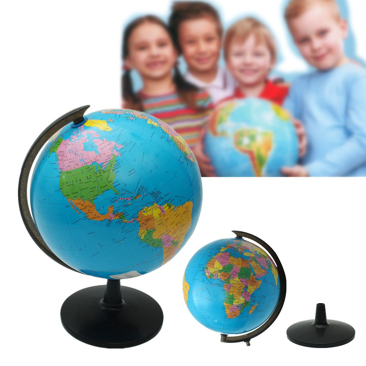 World Globe Atlas Map With Stand For Kids Education Home Decor School Office Supplies