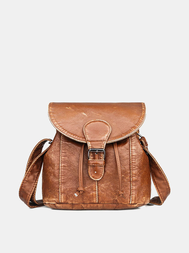 

Women Solid Multi-pocket Middle-aged Vintage Crossbody Bag, Black;brown