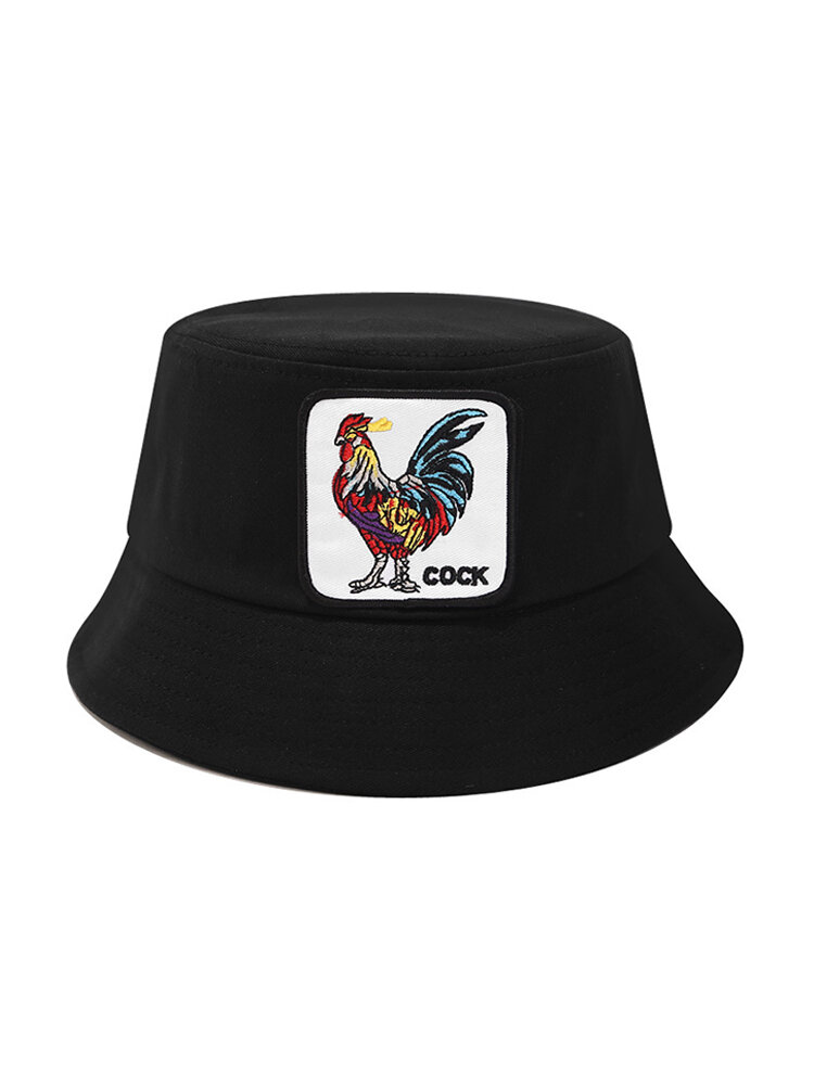 Men's Women's Cotton Fisherman Hat Animal Print With Cock Flat Top Hat Outdoor Sun Hat