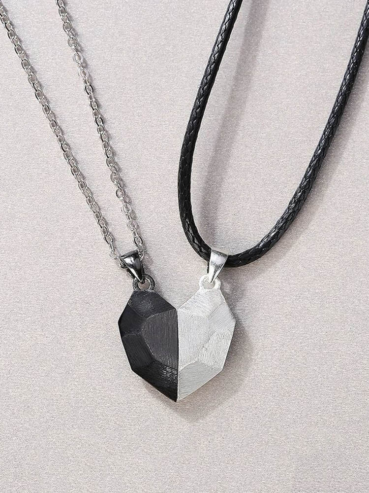 Простое ожерелье с камнем желаний для пары Магнит Привлекающее сращивание Сердце Кулон Ожерелье подарок на День Святого Валентина