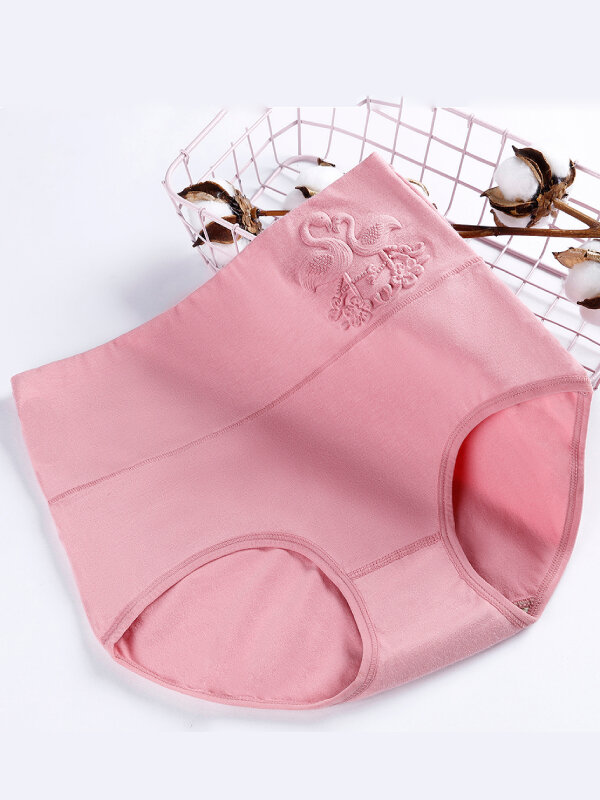 Plus Size High Waisted Cotton Embossing Panties