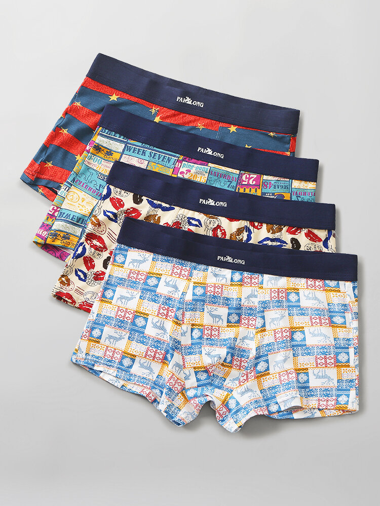 Comfy Multipacks Boxer Briefs Gift Boxes Set Multi-Color Plaid Mens Breathable Underwear