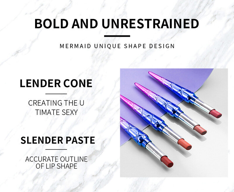 Smoke Tube Lipstick Pen Mermaid Natural Vitamin E Lipstick Matte Long-lasting Lip Pen