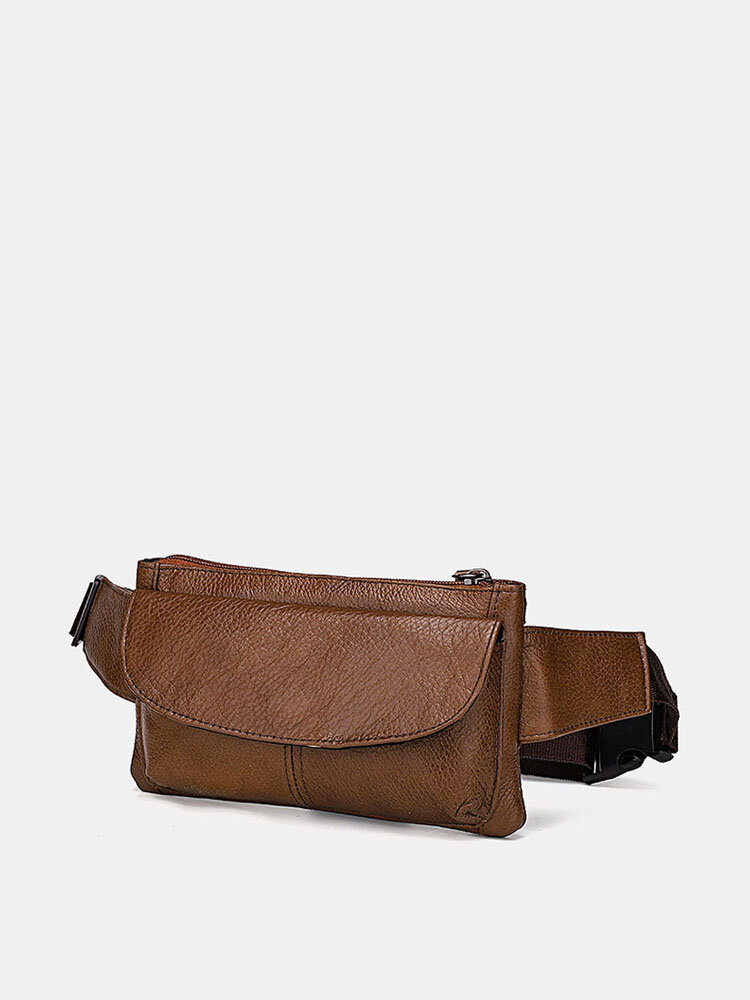 

Men Genuine Leather Multi-pocket Anti-theft Multifunctional Crossbody Bag Chest Bag Sling Bag, Khaki;dark coffee