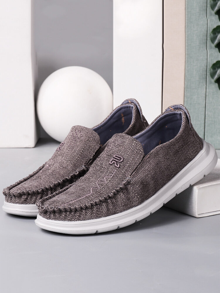 

Men Old Peking Style Soft Sole Round Toe Comfy Cloth Shoes, Gray;camel
