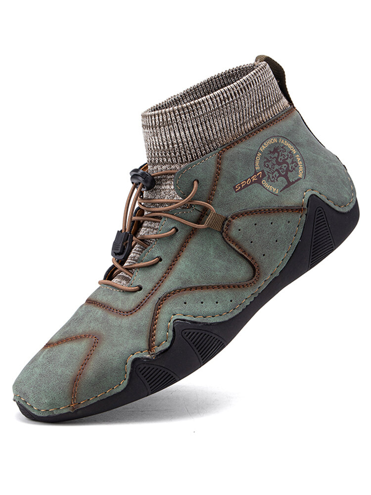 Men Handmade Microfiber Leather Comfy Soft Sock Ankle Boots