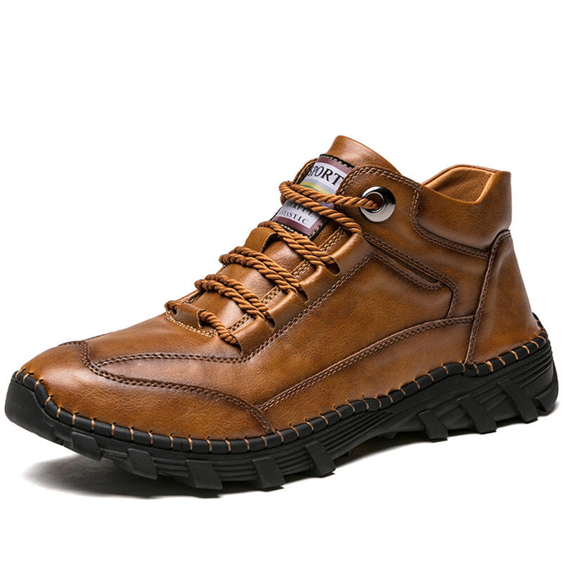 Men Microfiber Leather Retro Non Slip Outdoor Casual Ankle Boots