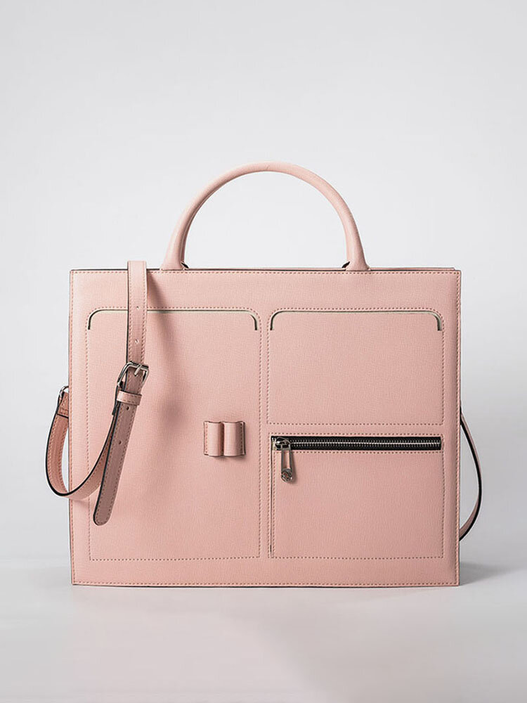 Women Multifunction Handbag Solid 13.3 Inch Laptop Briefcase Crossbody Bag