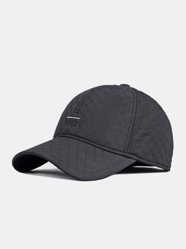 Men Cotton Thickened Built-in Ear Protection Letter Number Embroidery Stitching Casual Warmth Baseball Cap