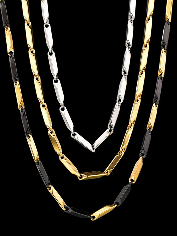 

1 Pcs Titanium Steel Rectangular Shape Hip-hop Fashion Necklaces, Silver;gold