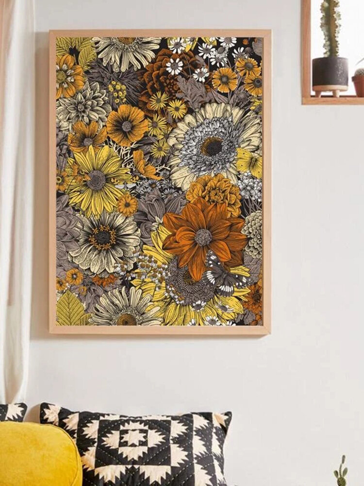 

Floral Overlay Print Canvas Painting Unframed Wall Art Canvas Living Room Home Decor