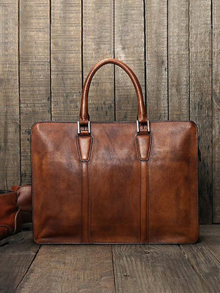 Men Vintage Multifunction Large Capacity Briefcase Handbags 14 Inch Laptop Crossbody Bags
