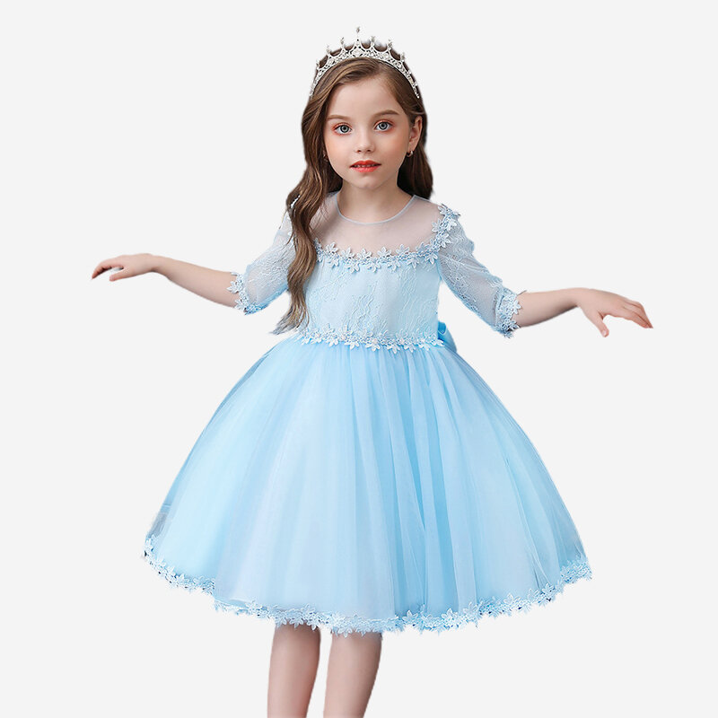 

Flower Tulle Princess Dress For 1-7Y, White;pink;red;blue