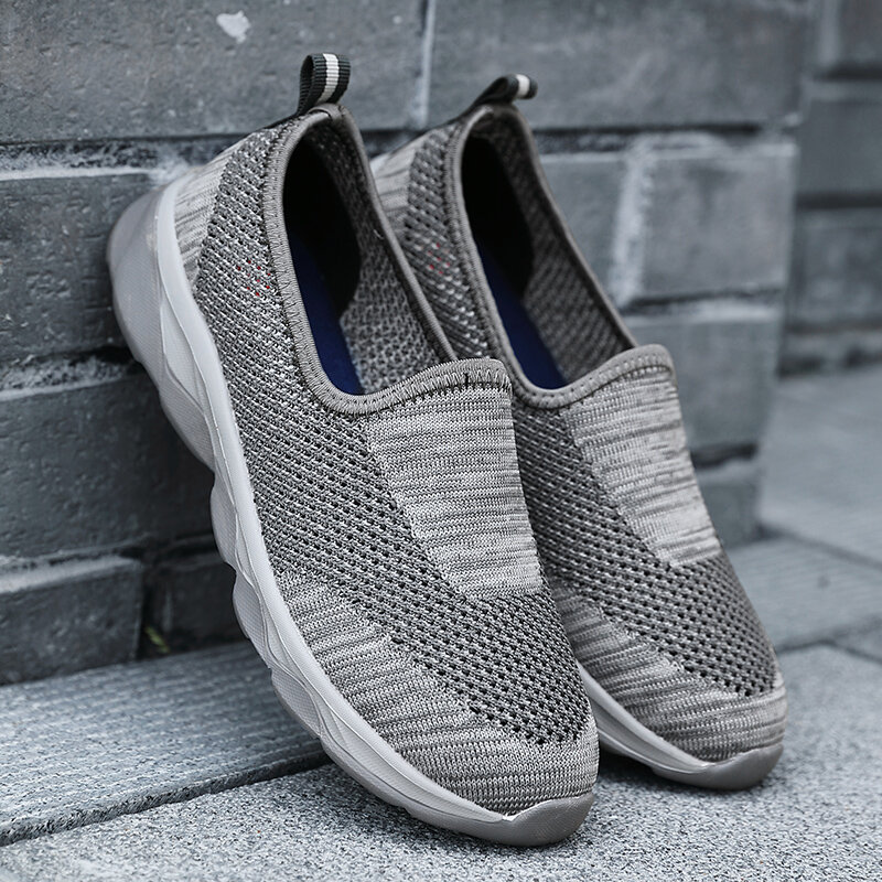 Mens Breathable Fabric Light Weight Slip On Walking Shoes