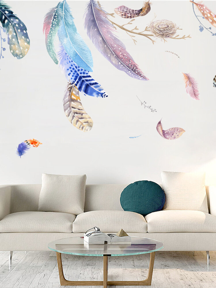 

Miico 2PCS Feather Decorative Sticker Sofa Background Wall Sticker DIY Sticker Living Room Bedroom