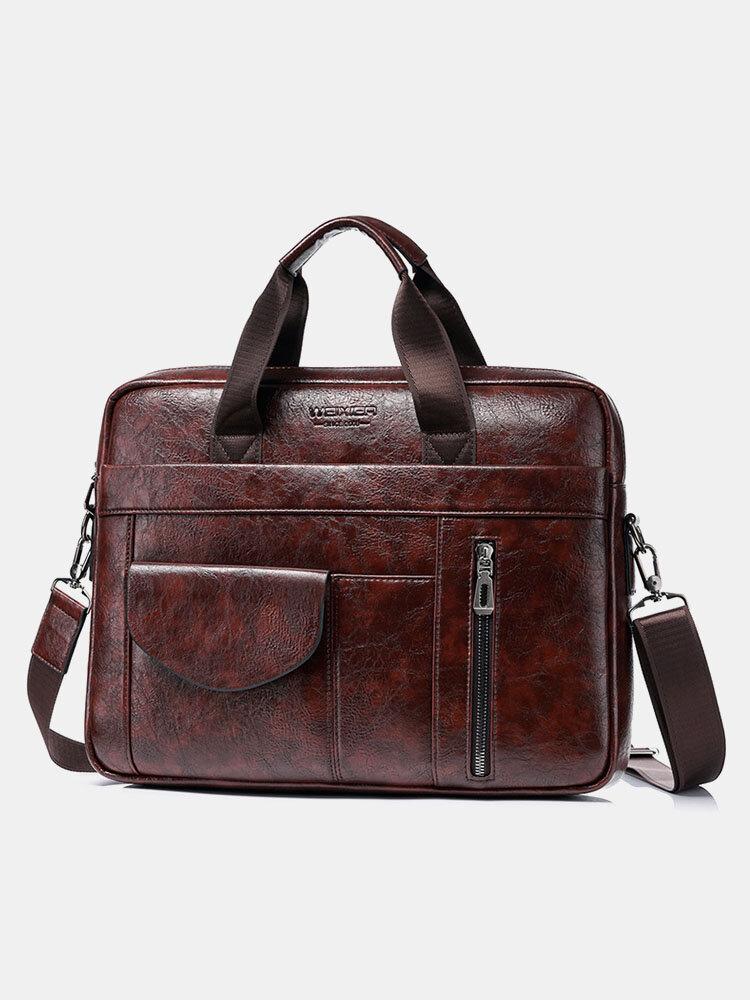 Vintage Business Versatile Pocket Zip Decor Multifunction Detachable Shoulder Bag Handbag