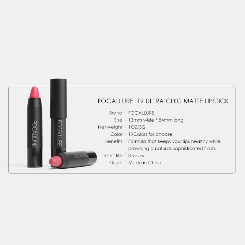 19 Colors Matte Lipsticks Portable Long-Lasting Waterproof Non-Fade Lip Cosmetic
