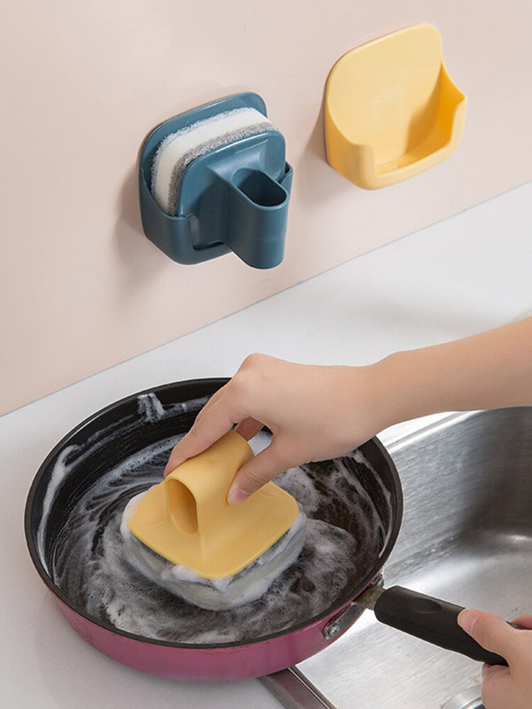 Brosse de cuisine murale avec poignée éponge Brosse à vaisselle Brosse à récurer pour nettoyer la brosse