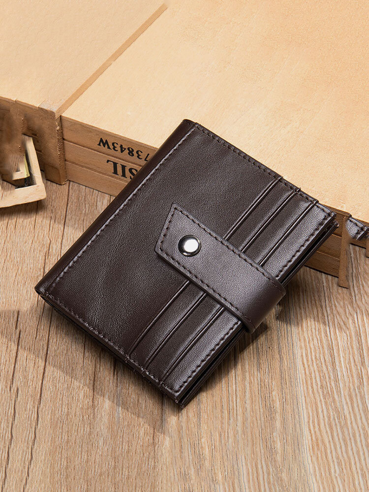 Men RFID Genuine Leather Cow Leather Multi-card Slots Money Clips Foldable Card Holder Wallet