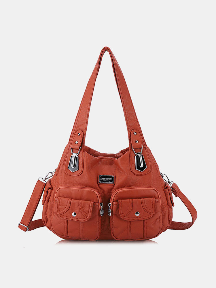 Women Faux Leather Multi-Pocket Large Capacity Shoulder Bag Crossbody Bags