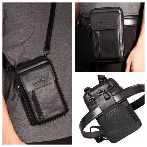 Genuine Leather 5.5-7″ Cellphone Bag Waist Bag Crossbody Bag For Men is ...