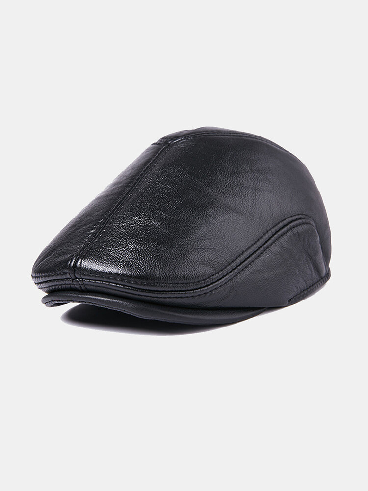 First Layer Cowhide Leather Hat Men's Fashion Beret Hats