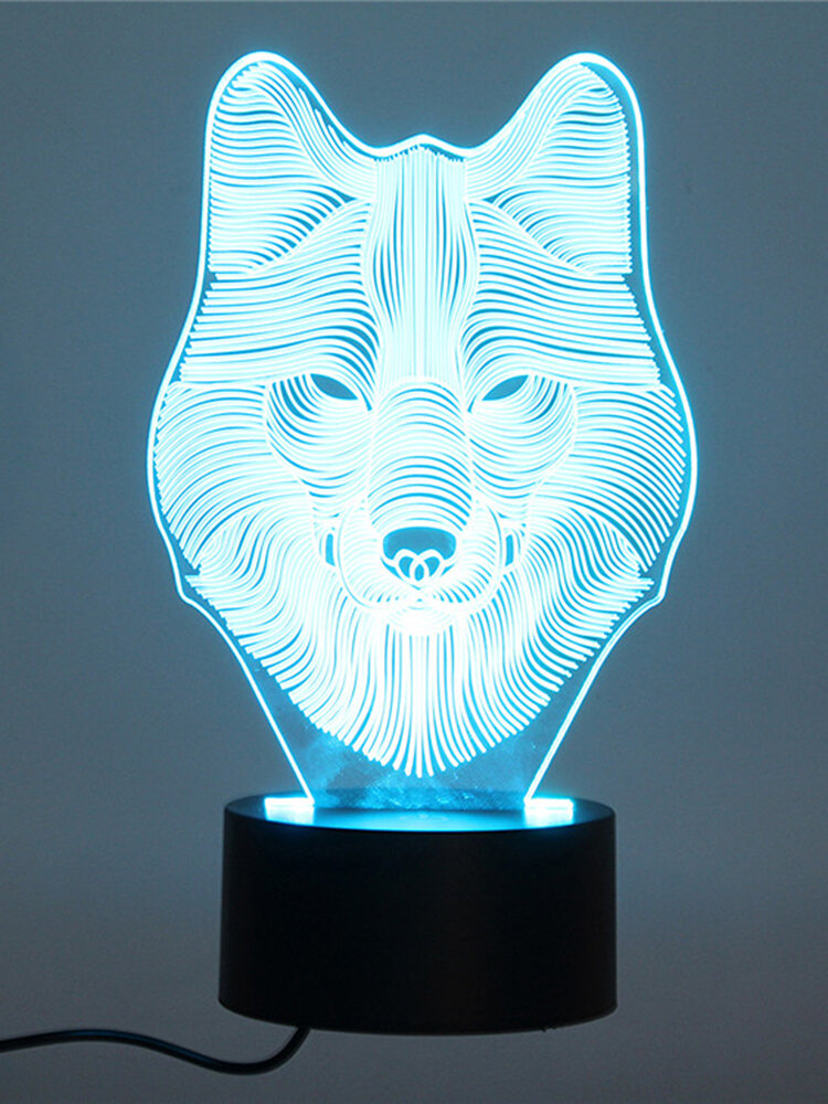 

DecBest 3D Wolf Night Light 7 Color Change LED Desk Table Lamp Toy Gift Bedroom Home Decor