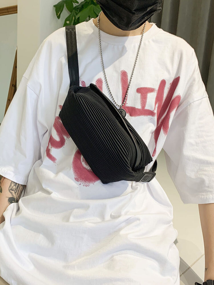 

Men Casual Portable Dacron Crossbody Fashion Sling Bag, Black