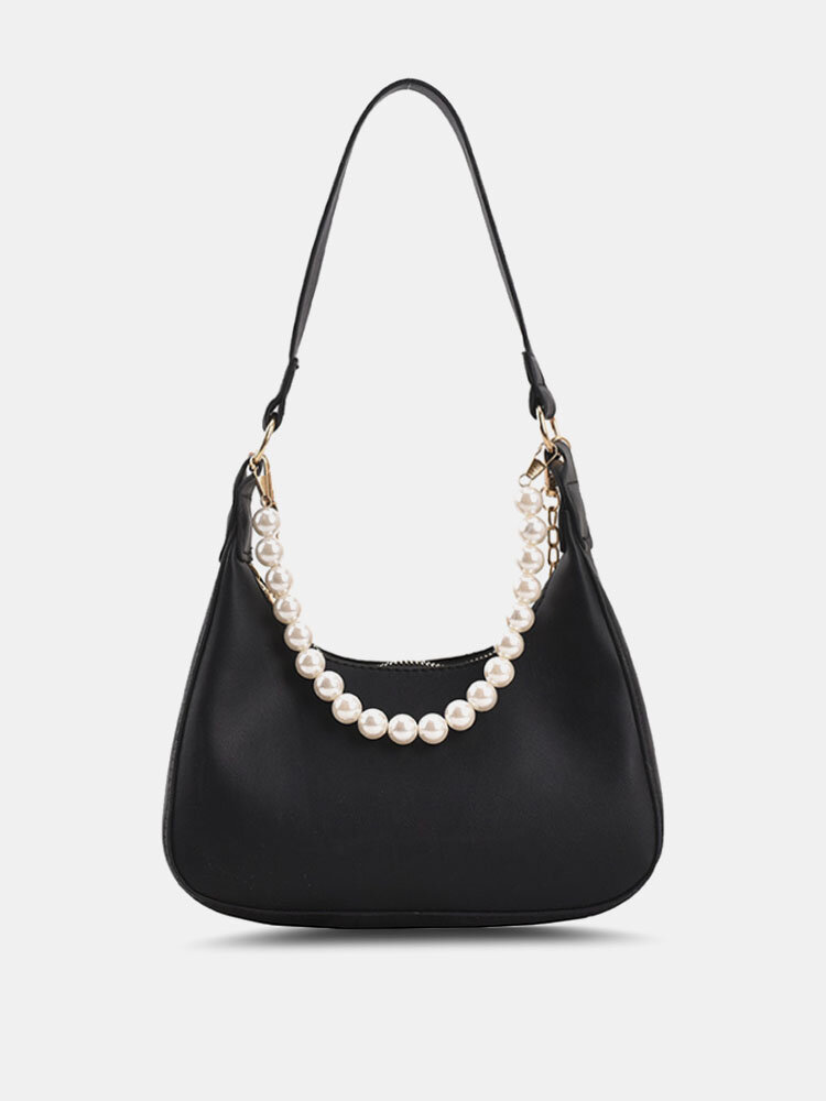 

Women Fashion Faux Leather Pearls Chain Muti-carry Handbag Crossbody Bag Shoulder Bag, White;khaki;black
