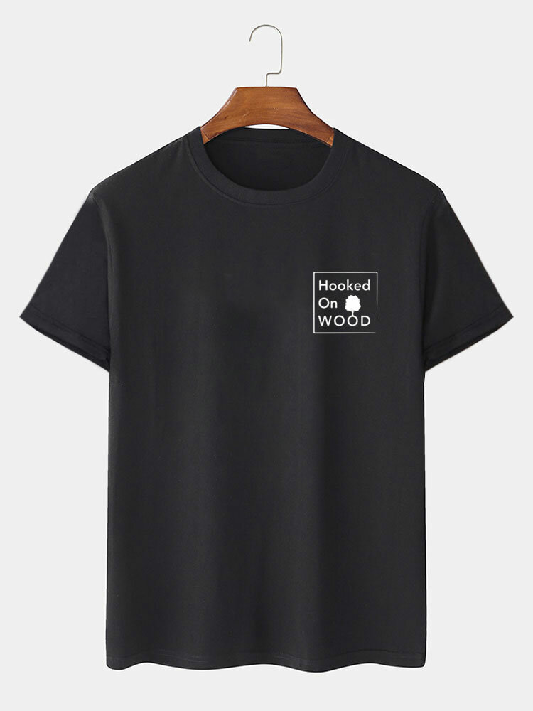 Lässige Kurzarm-T-Shirts für Herren mit Buchstaben-Brustdruck und Rundhalsausschnitt