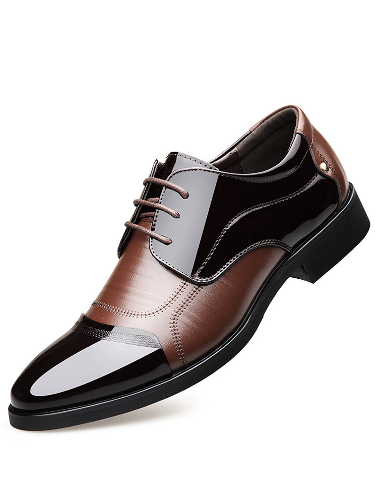 Men Classic Color Blocking Business Formal Dress Shoes