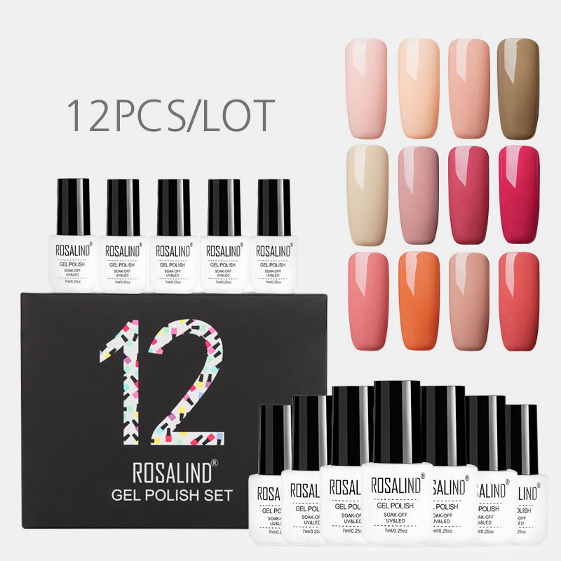 

12Pcs/Kit Solid Color Nail Polish Gel Kit Manicure Semi Permanent mixedNail Art Gel