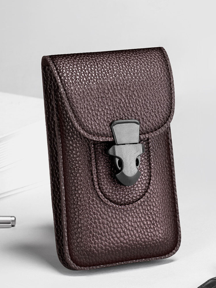 Men EDC Leather 6.5 Inch Phone Bag Waist Belt Bag Wallet