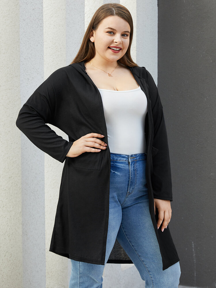 Plus Size Casual Hooded Pocket Coat