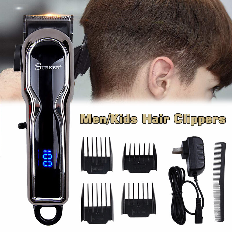 

Electric Hair Trimmer Set LCD Digital Micro Adjustment Button Adult Children Universal Clipper, Black;red