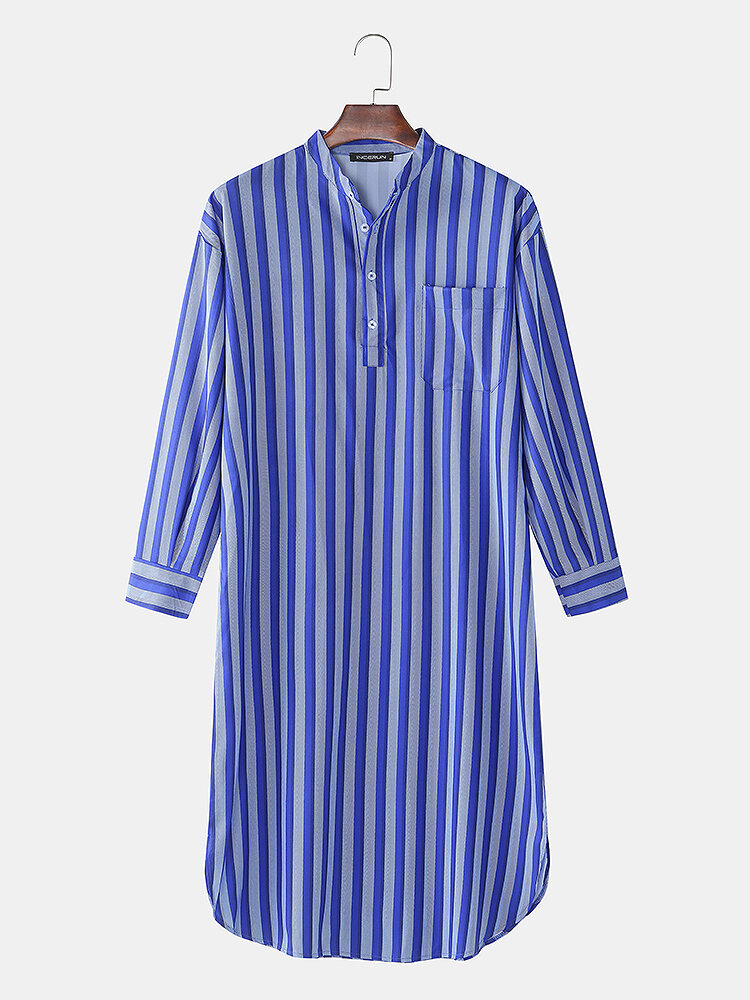 

Mens Striped Button Kaftan Nightwear, Blue