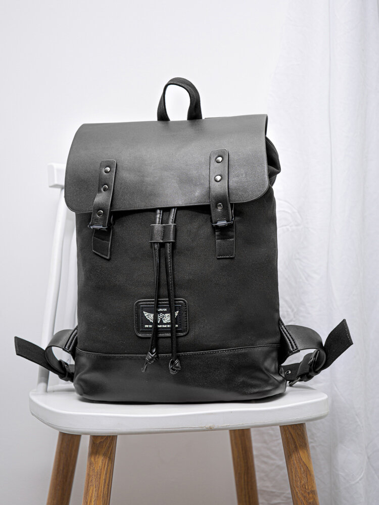 Men Vintage Wear-Resistant Large Capacity Faux Leather Casual Backpack