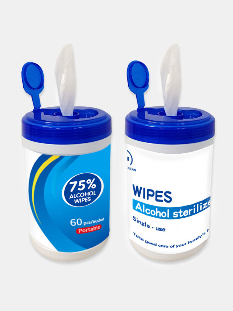 60 Pumping Canned Sterilization Alcohol-pads 75% Alcohol Barrel Disinfection Wipes