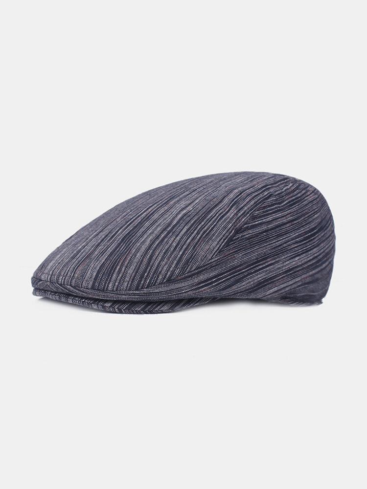 

Mens Cotton Solid Color Stripe Beret Cap Duck Hat Sunshade Outdoors Peaked Forward Cap Adjustable Ha, Navy;coffee